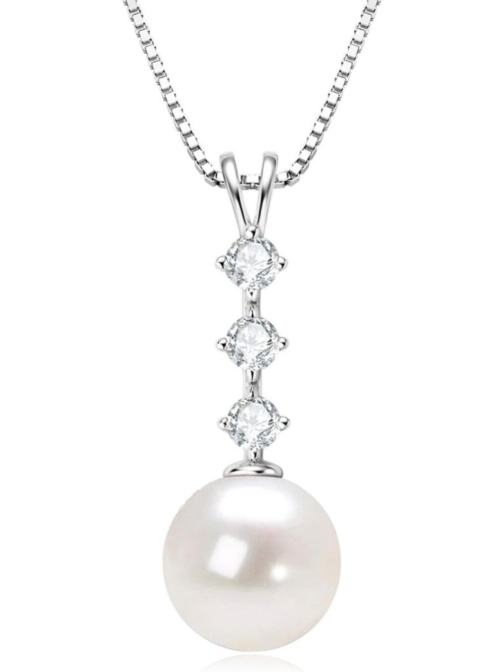 Elegant Freshwater Pearl Pendant Necklace, 925 Sterling Silver Jewelry Gift for